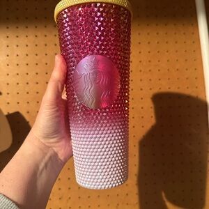 NWT Starbucks Pink Ombre Studded Tumbler with Gold Lid